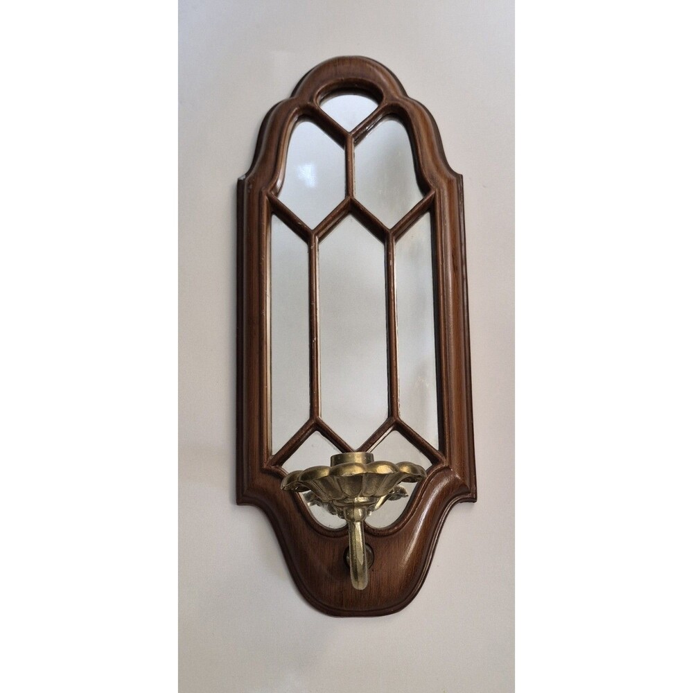 Vintage Art Deco Mirror Wall Sconce Brass 18" x 7"